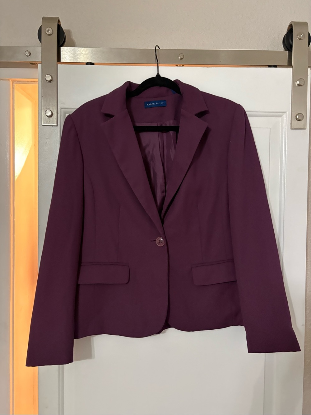 Karen Scott Plum Notch-Lapel Single-Button Blazer